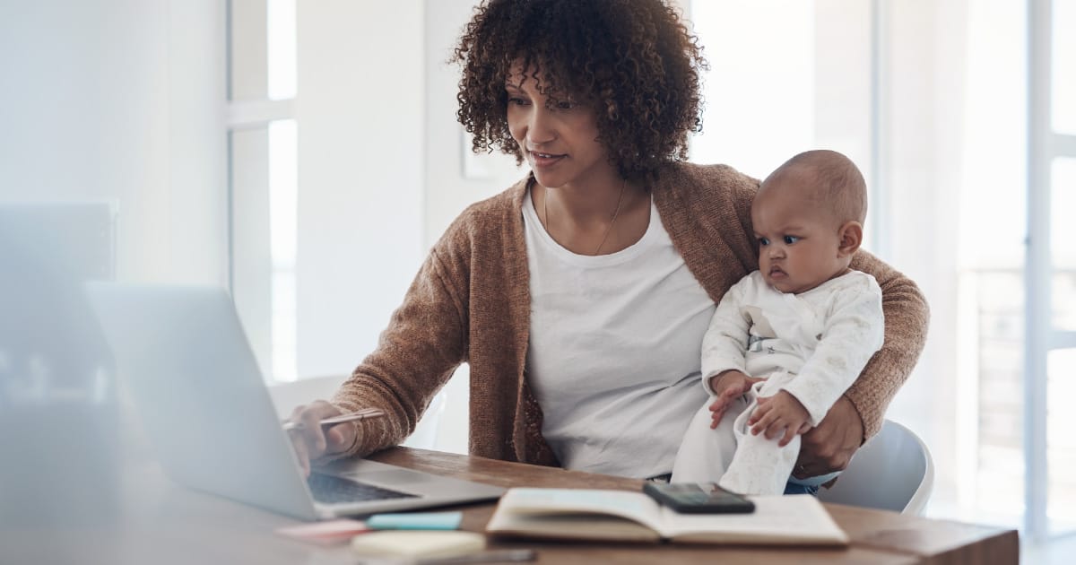 A new mother reviewing her finances